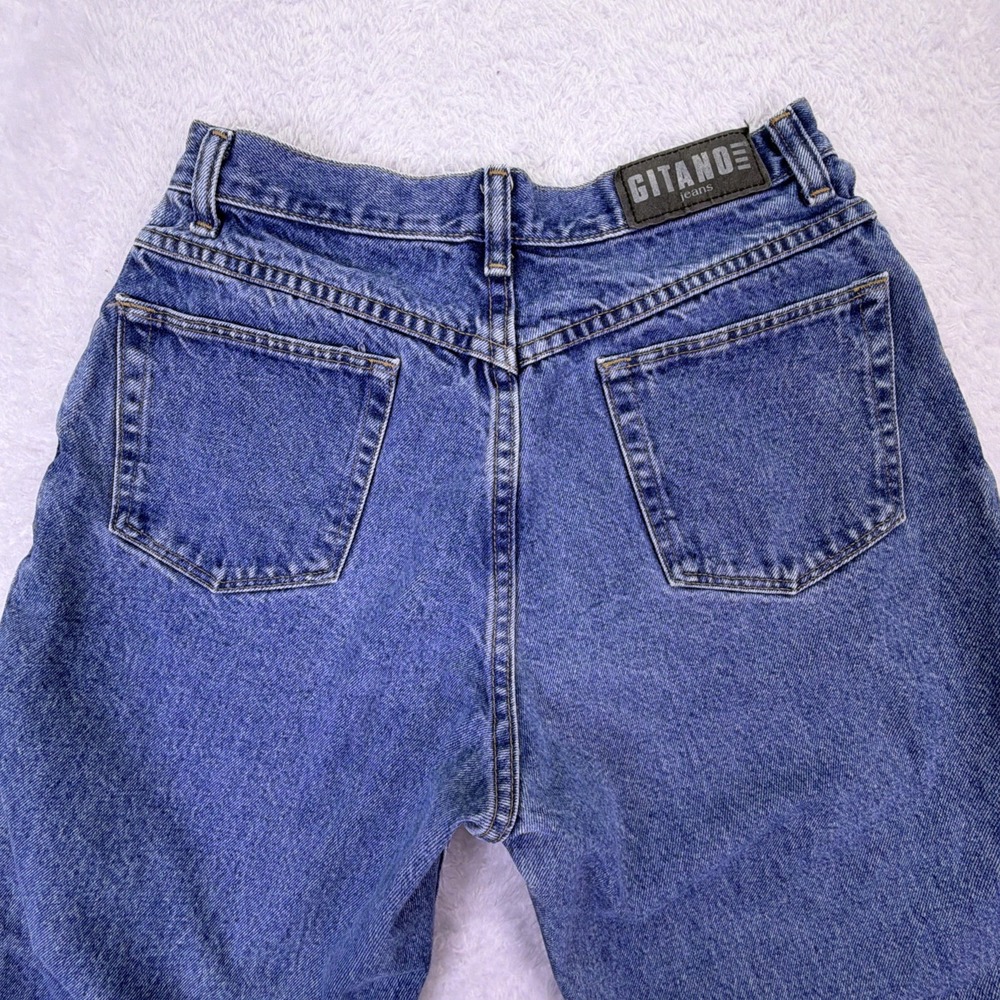 Vintage 90s Gitano High Waisted Denim‎ Jeans Women's 12P Petite Blue Tapered Leg - Picture 2 of 11